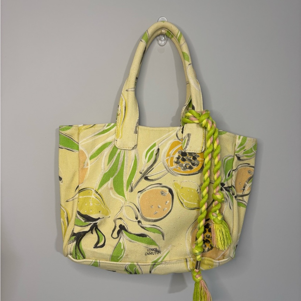 Vince Camuto Orla Tote in Lemon Print Resort Beach Summertime